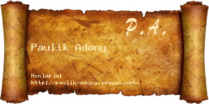 Paulik Adony névjegykártya